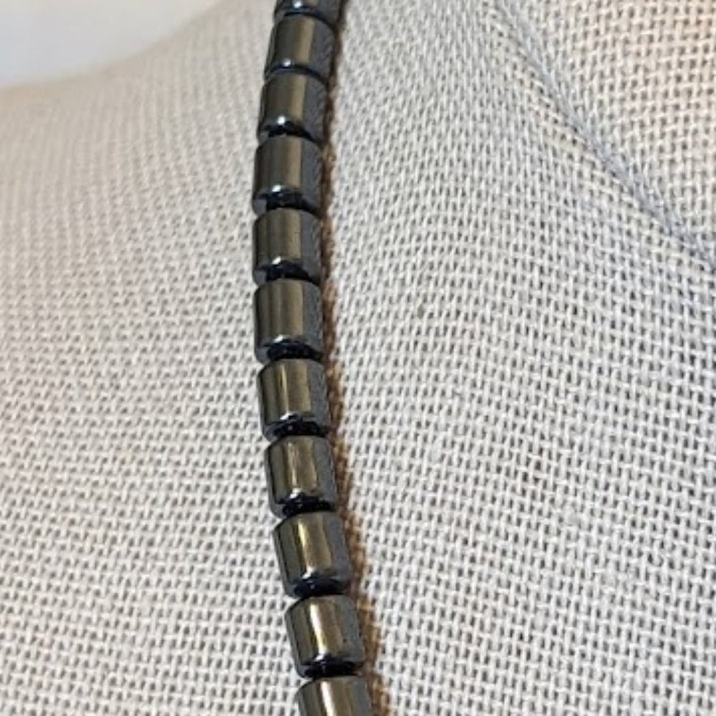 Hematite, Tiger's Eye and Silver Tone Beaded Necklace