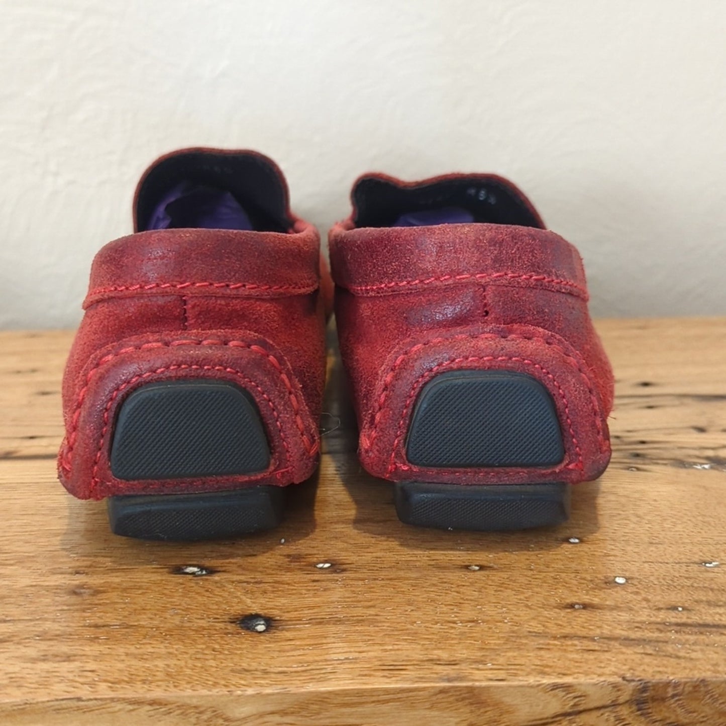 Donald J. Pliner Made in Italy Vesta Red Distressed Driving Mocassins Size 6.5