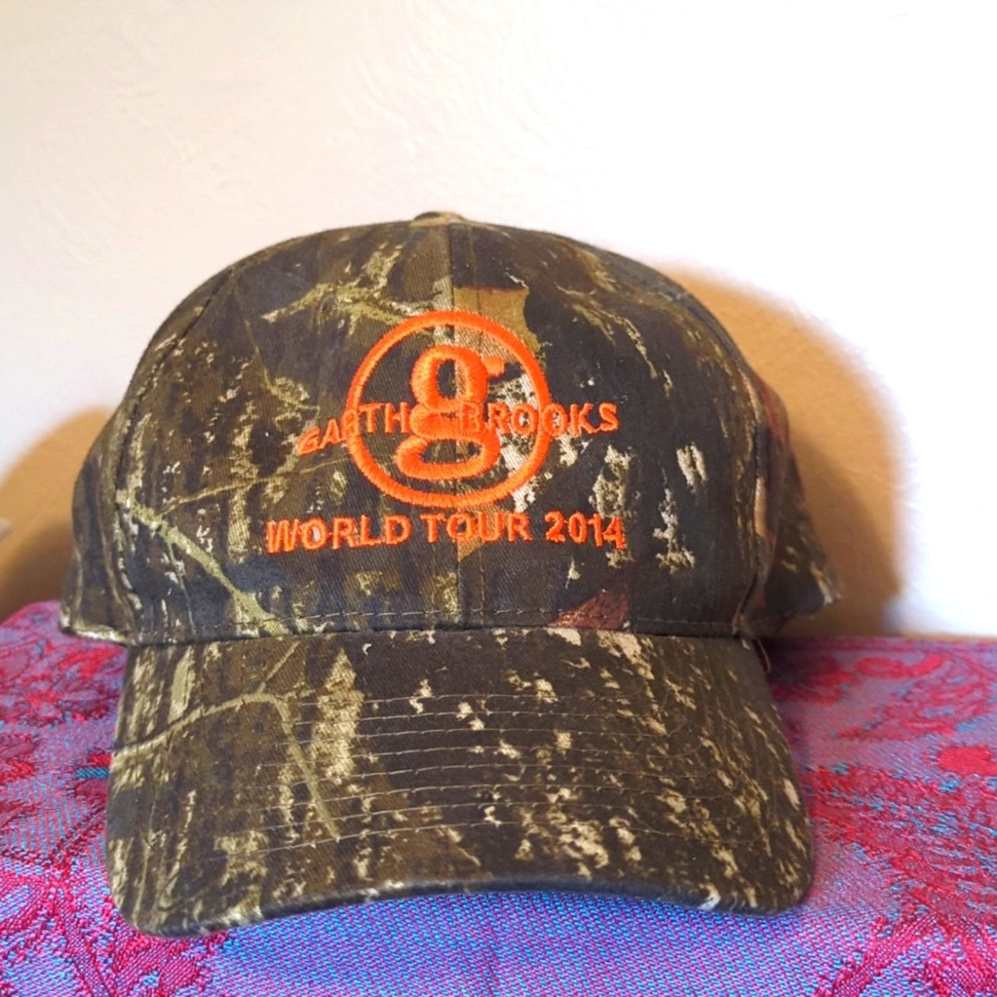 Garth Brooks World Tour 2014 Orange Embroidered Camo Adjustable Cap