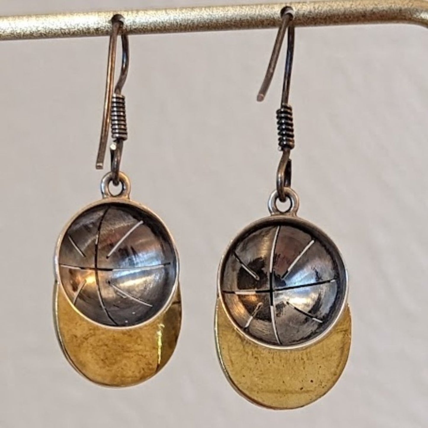 Two Tone Metal Dangling Baseball/Jockey Cap Earrings