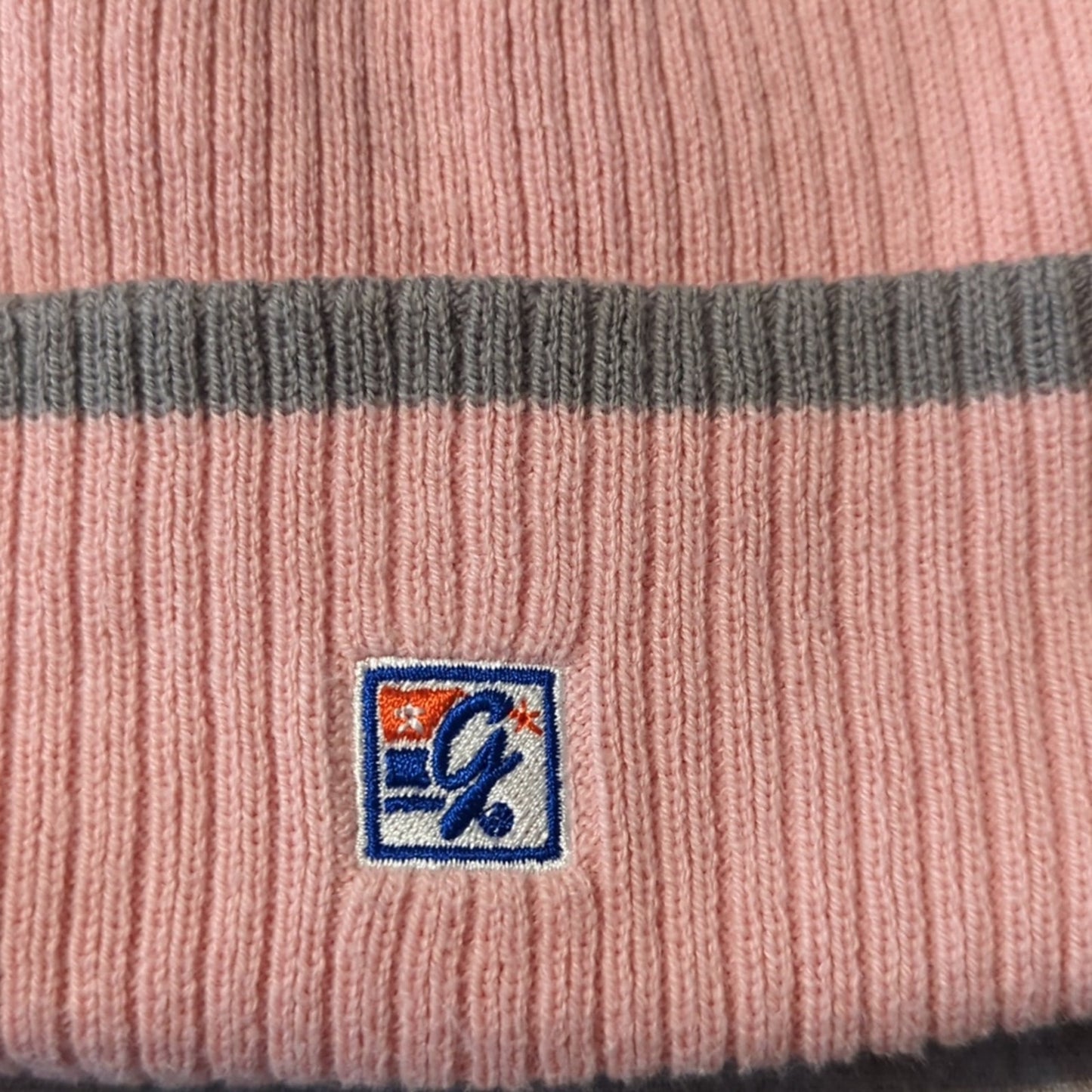 Light Pink Ribbed Gray Striped 'AF' Beanie by The Game