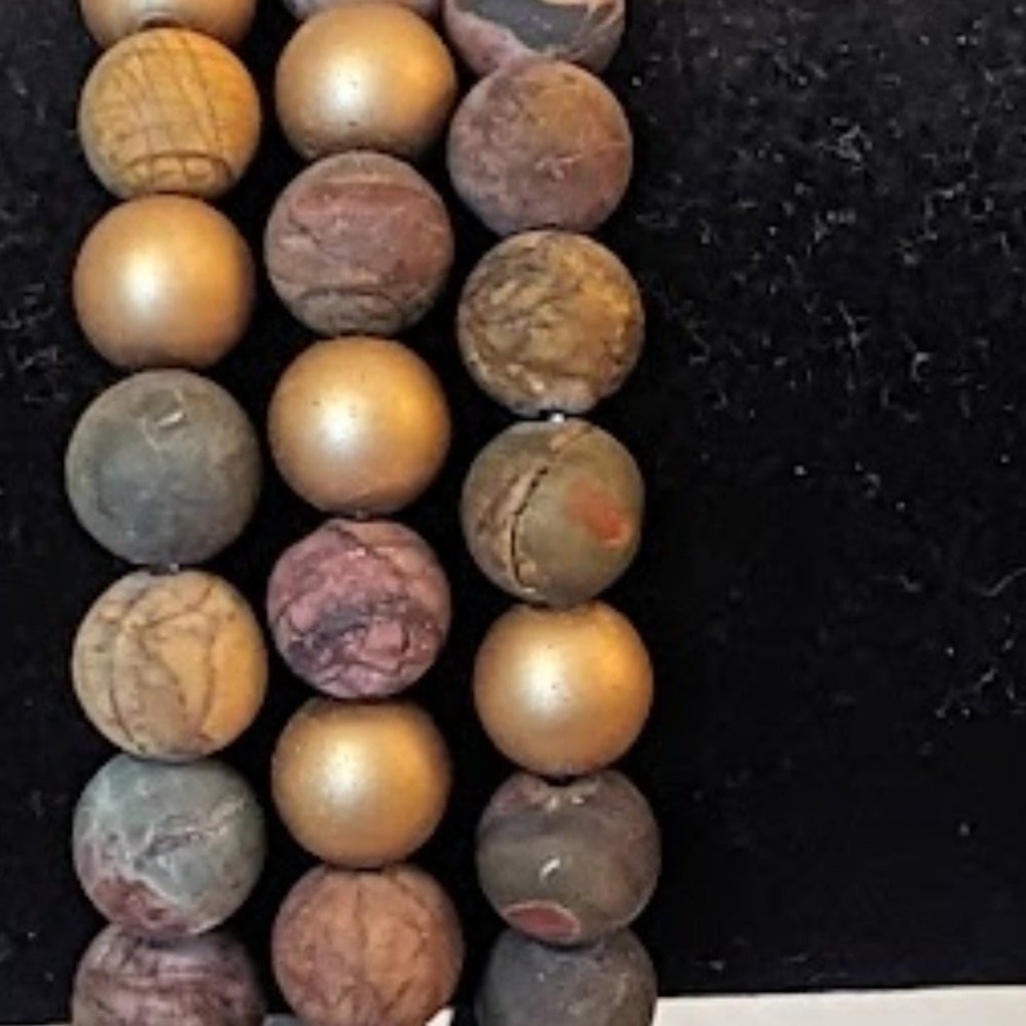 Tourmaline or Jasper Stone Stretch Bead Bracelets (Set of 3)