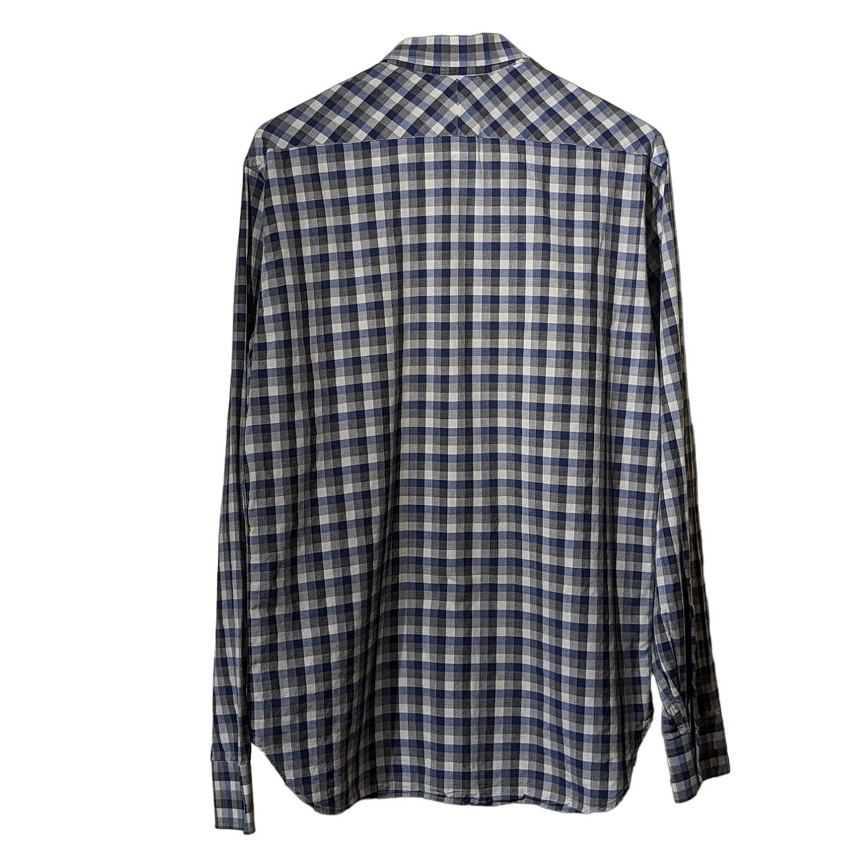 Billy Reid Made in Italy Blue Gray Check Standard Cut Button Up Shirt Mens Sz S