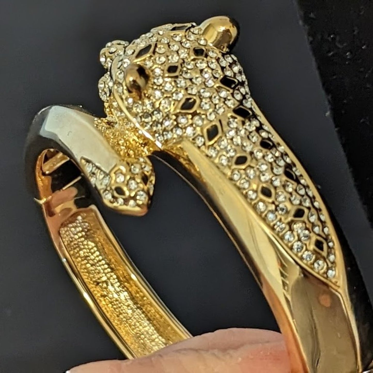 PJM Phoenix Jewelry MFG Leopard Crystal Bangle Bracelet