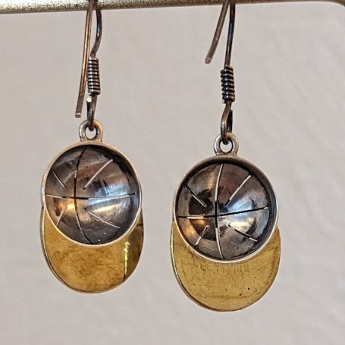 Two Tone Metal Dangling Baseball/Jockey Cap Earrings