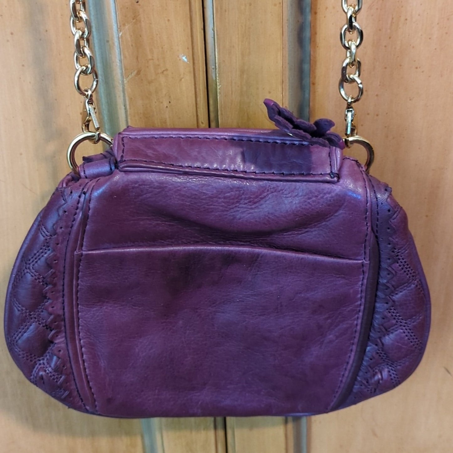 Juicy Couture Purple 100% Leather Mini Gold Chain Crossbody Bag