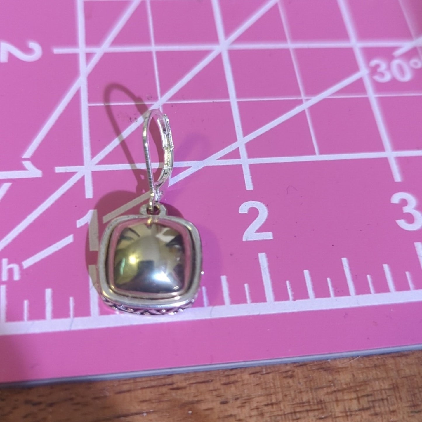 Napier Signed Two Tone Square Domed Side Etched Lever Back Earrings