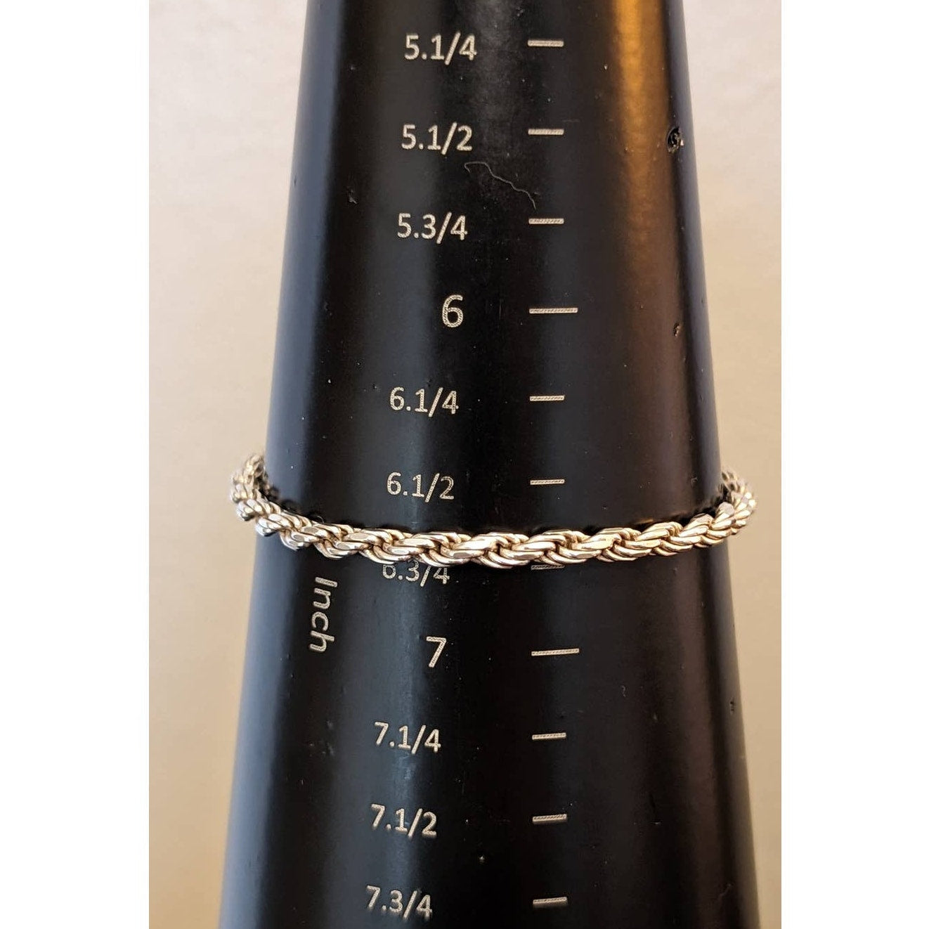 Vintage Italian 925 Sterling 4mm Rope Bracelet w/ Lobster Claw Clasp 6.75"