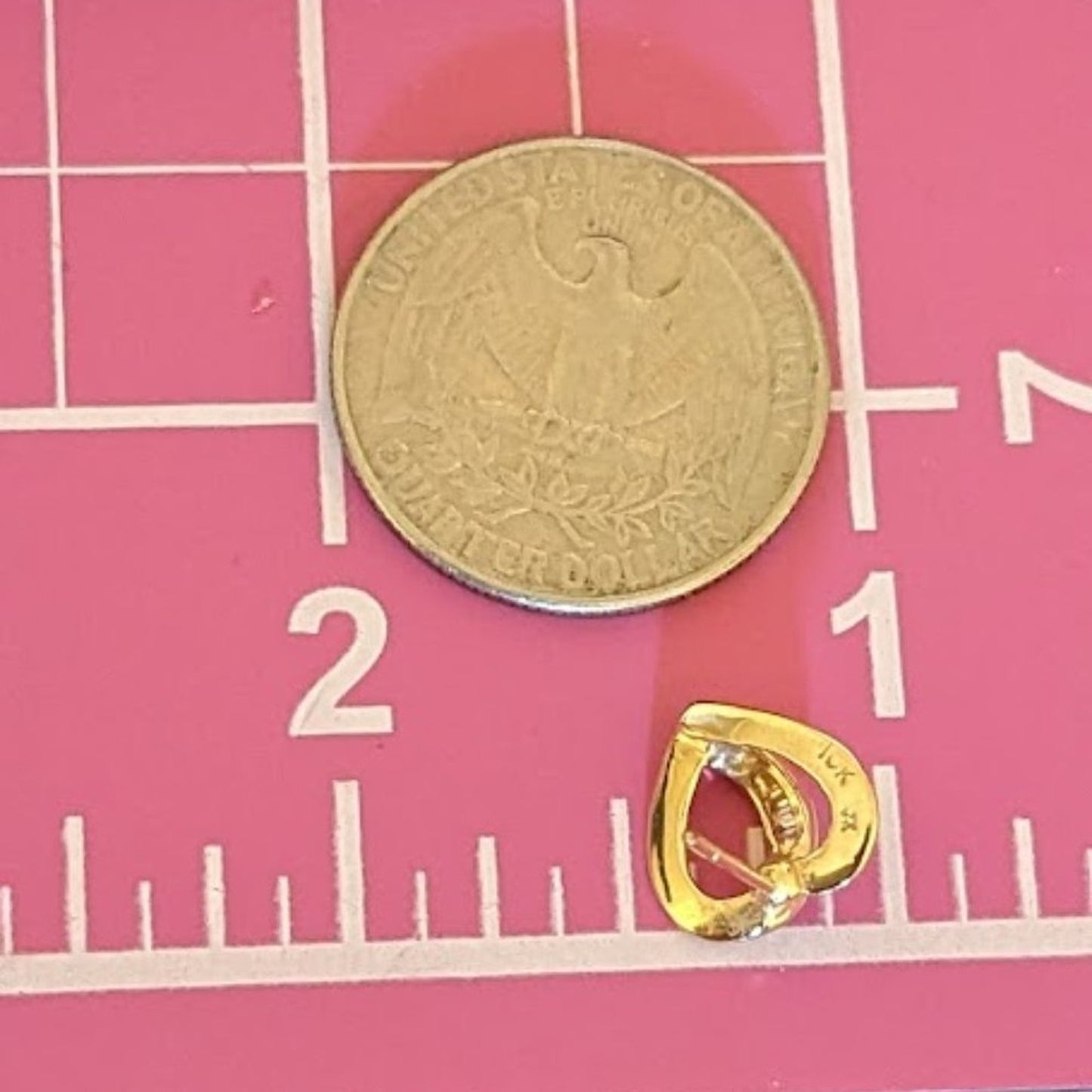 10k Open Heart Baguette Diamond Post Earrings NWOT