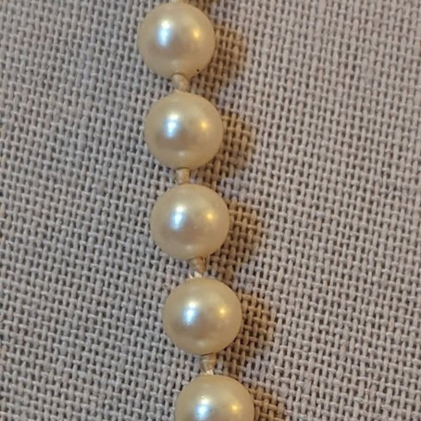 G. Silver Classic Hand Knotted 23" Faux 6mm Glass Pearl Necklace Fishhook Clasp