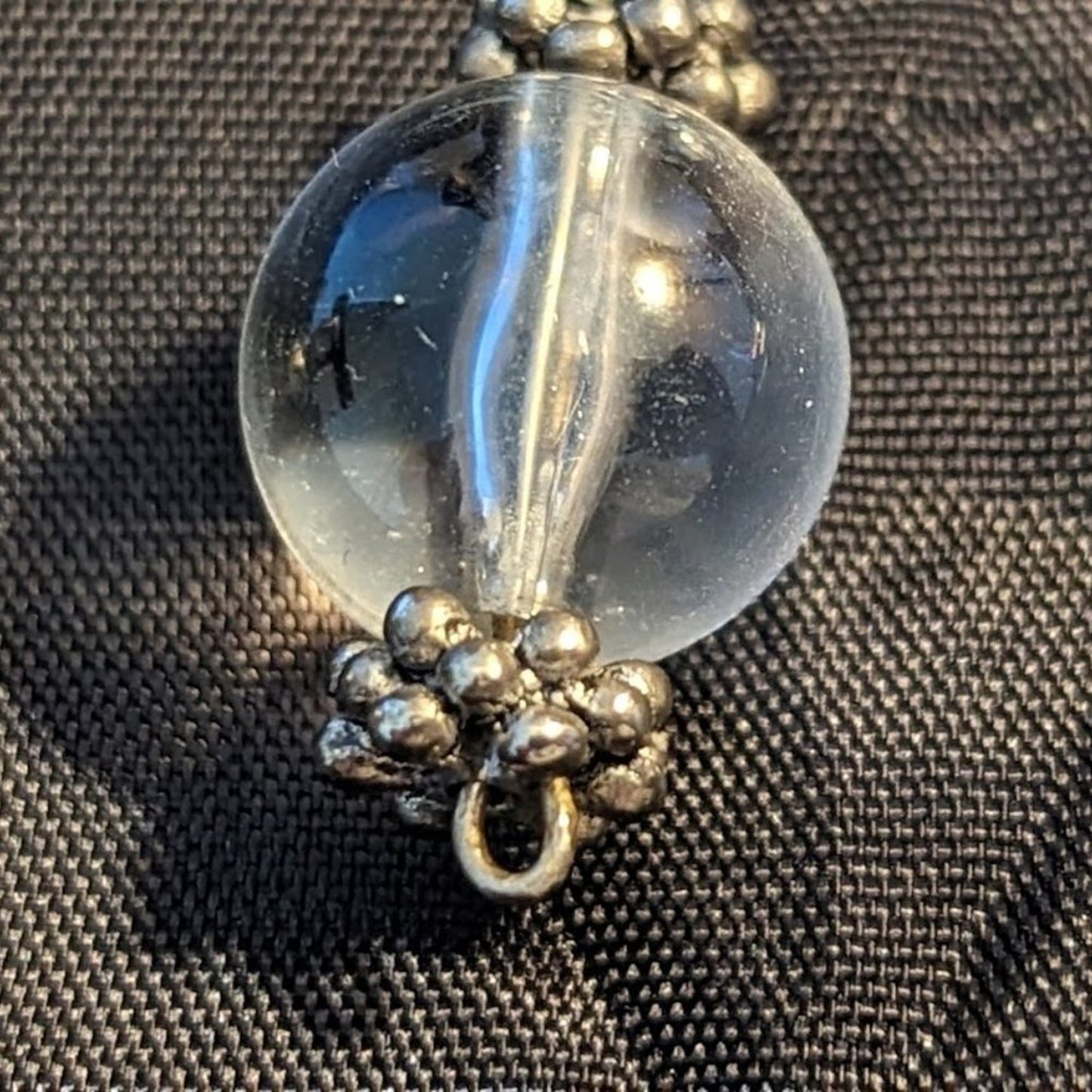 Vtg Kenneth Jay Lane Crystal Glass Drop Dangle Silver Tone Clip On Earrings