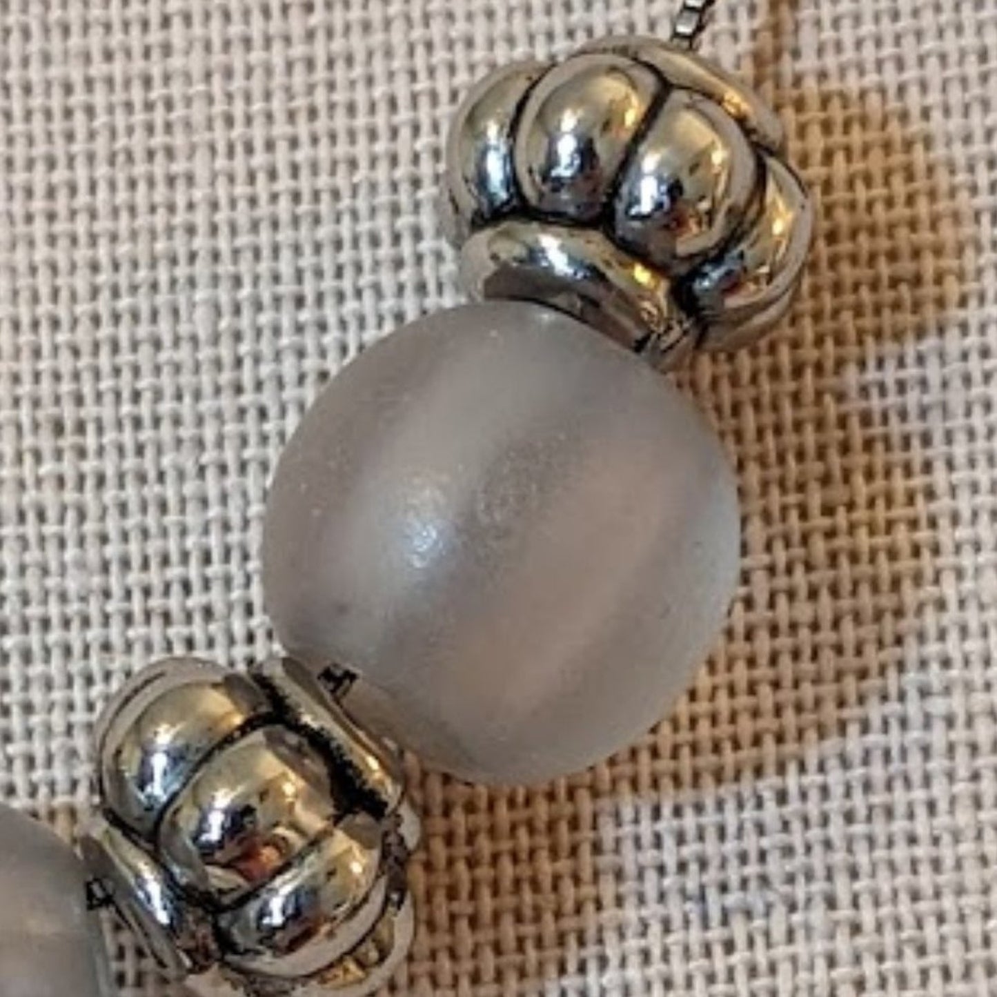 925 Italy Box Chain Smoky Beaded Necklace