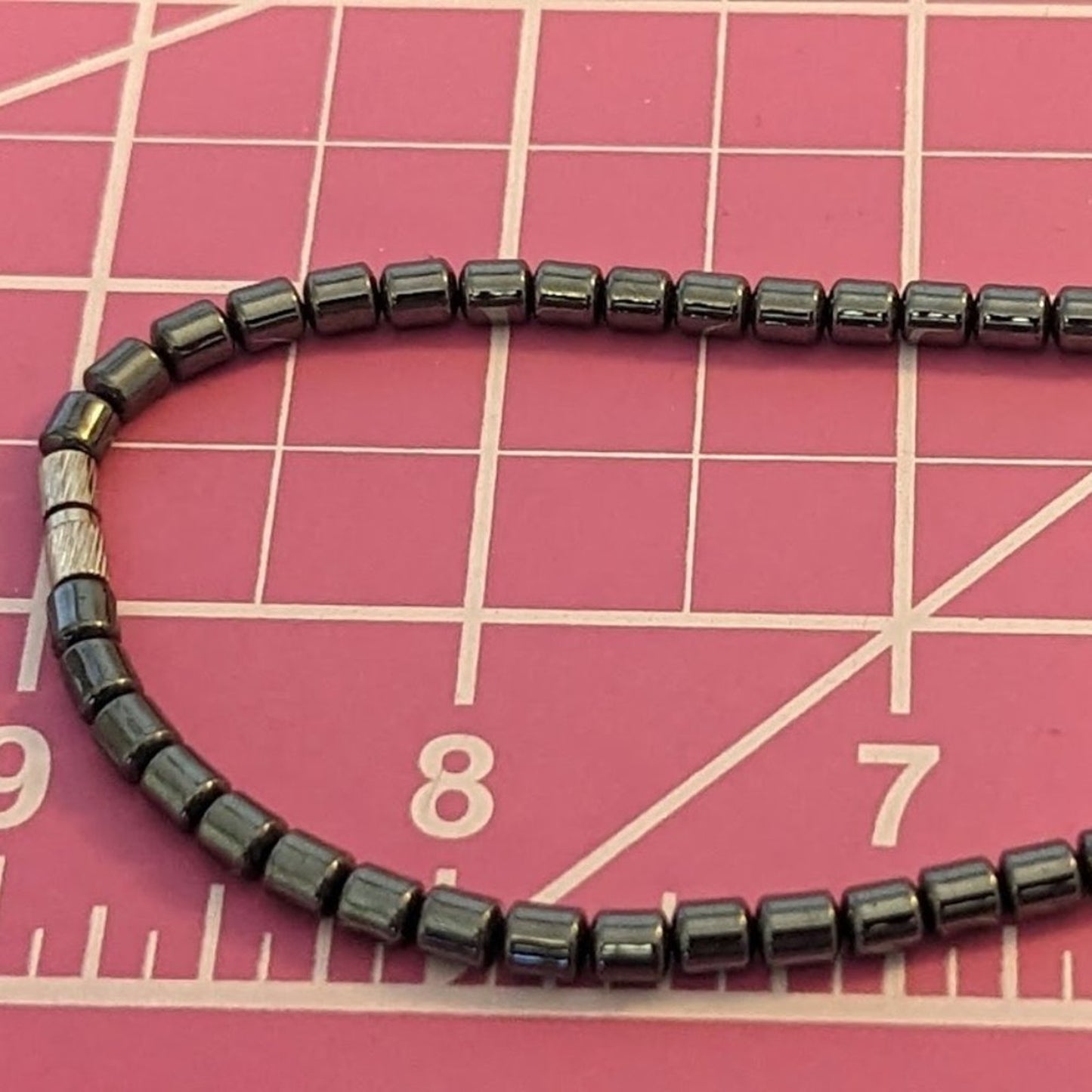 Hematite, Tiger's Eye and Silver Tone Beaded Necklace