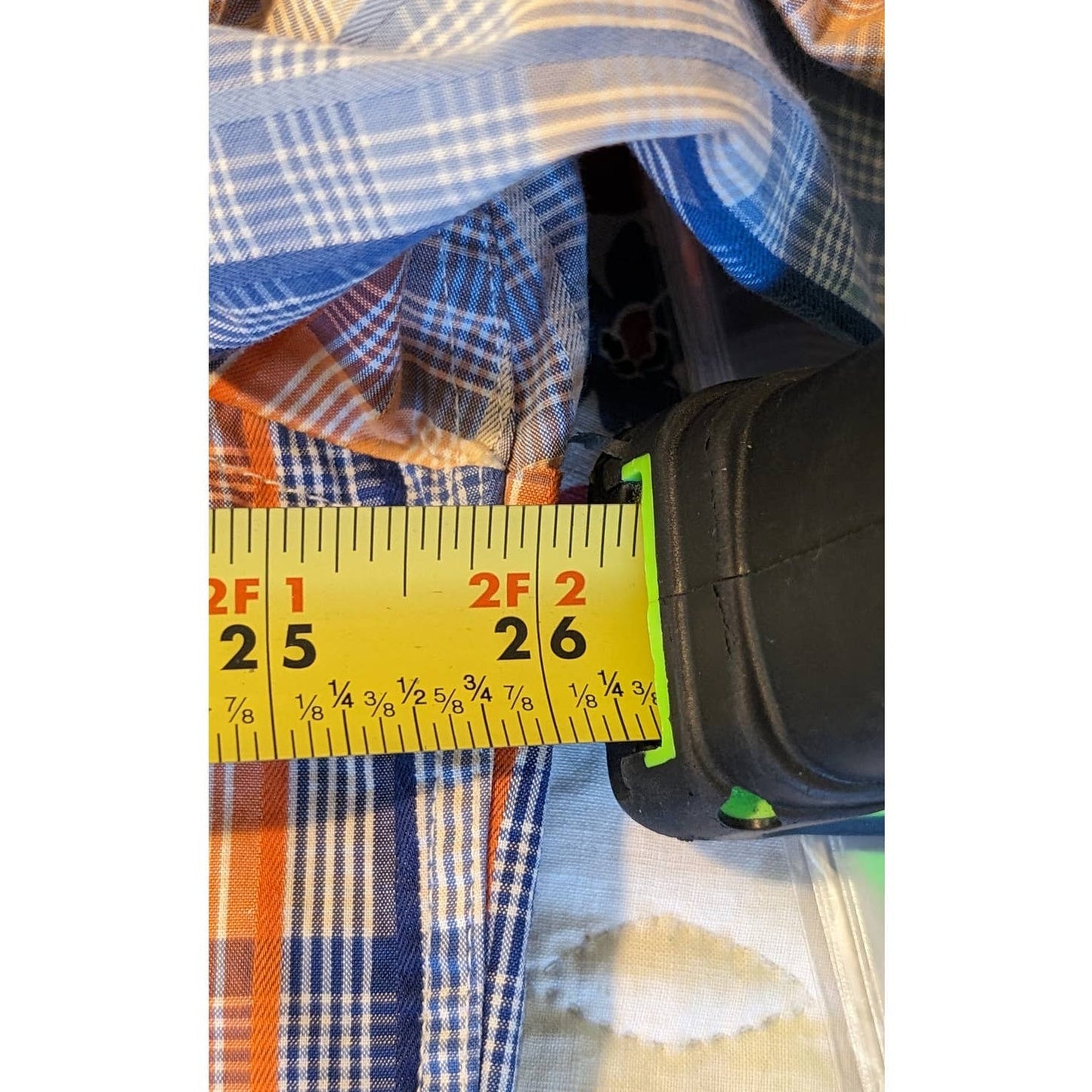 Tasso Elba Blue & Orange Plaid Button Up 100% Cotton Dress Shirt Mens Sz XL
