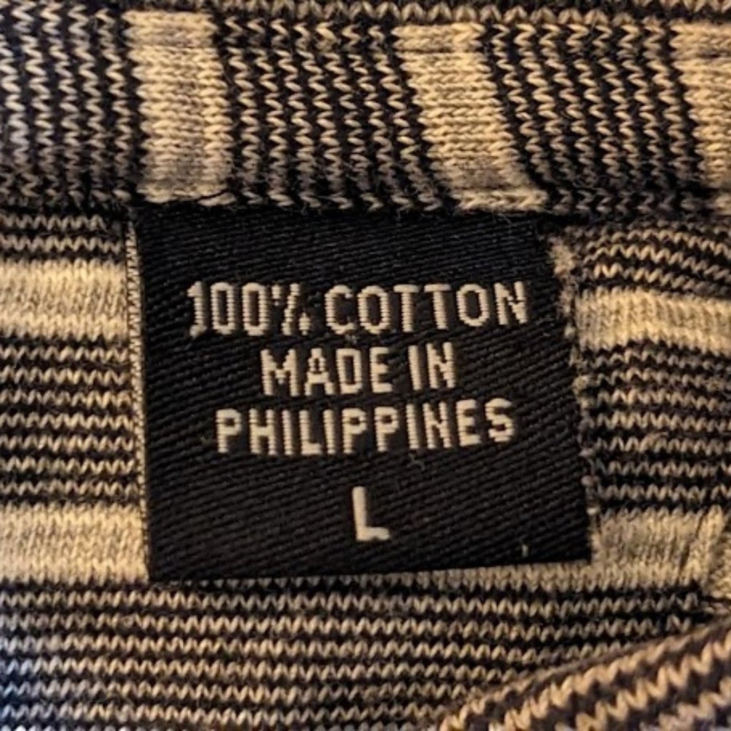 IZOD Men's Size L 100% Cotton Black and Gray Striped Golf Polo Shirt