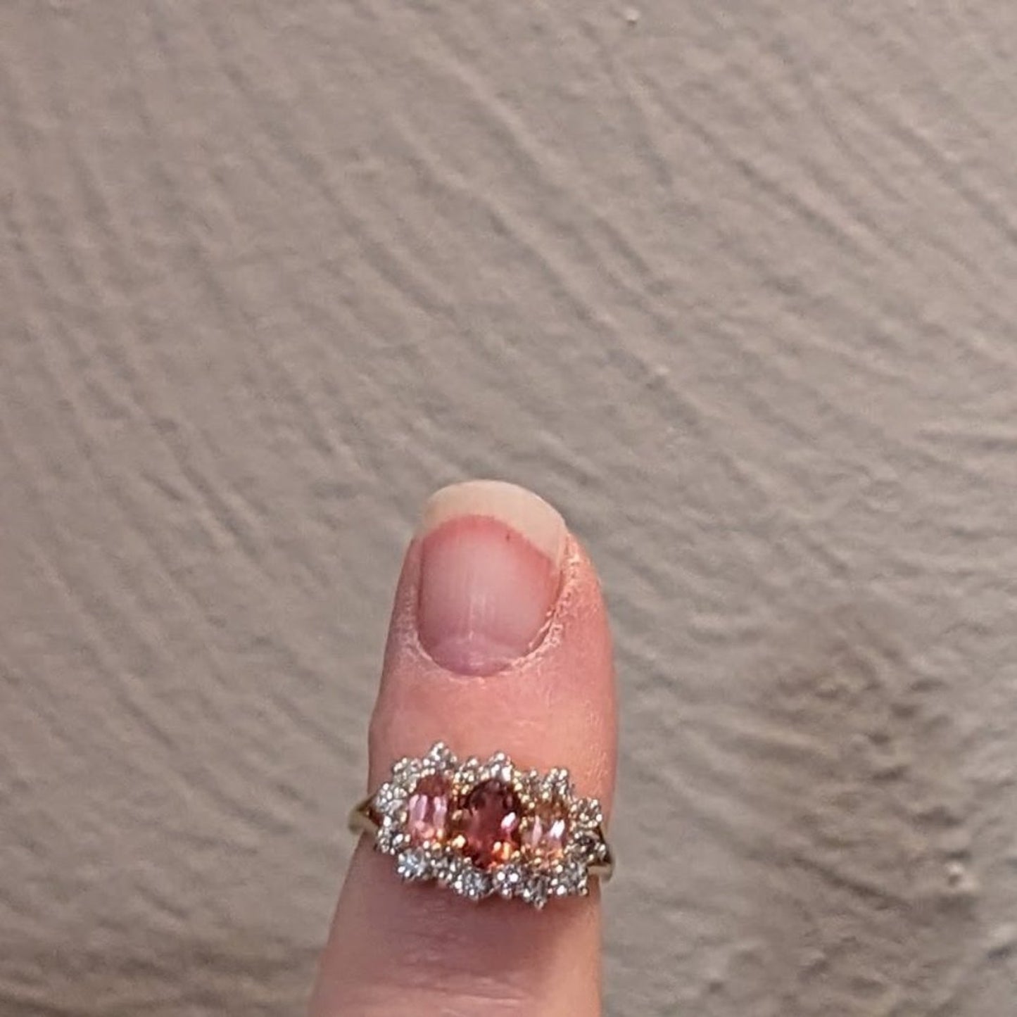 18k Pink Tourmaline and Diamond Ring Sz 5.25-5.50