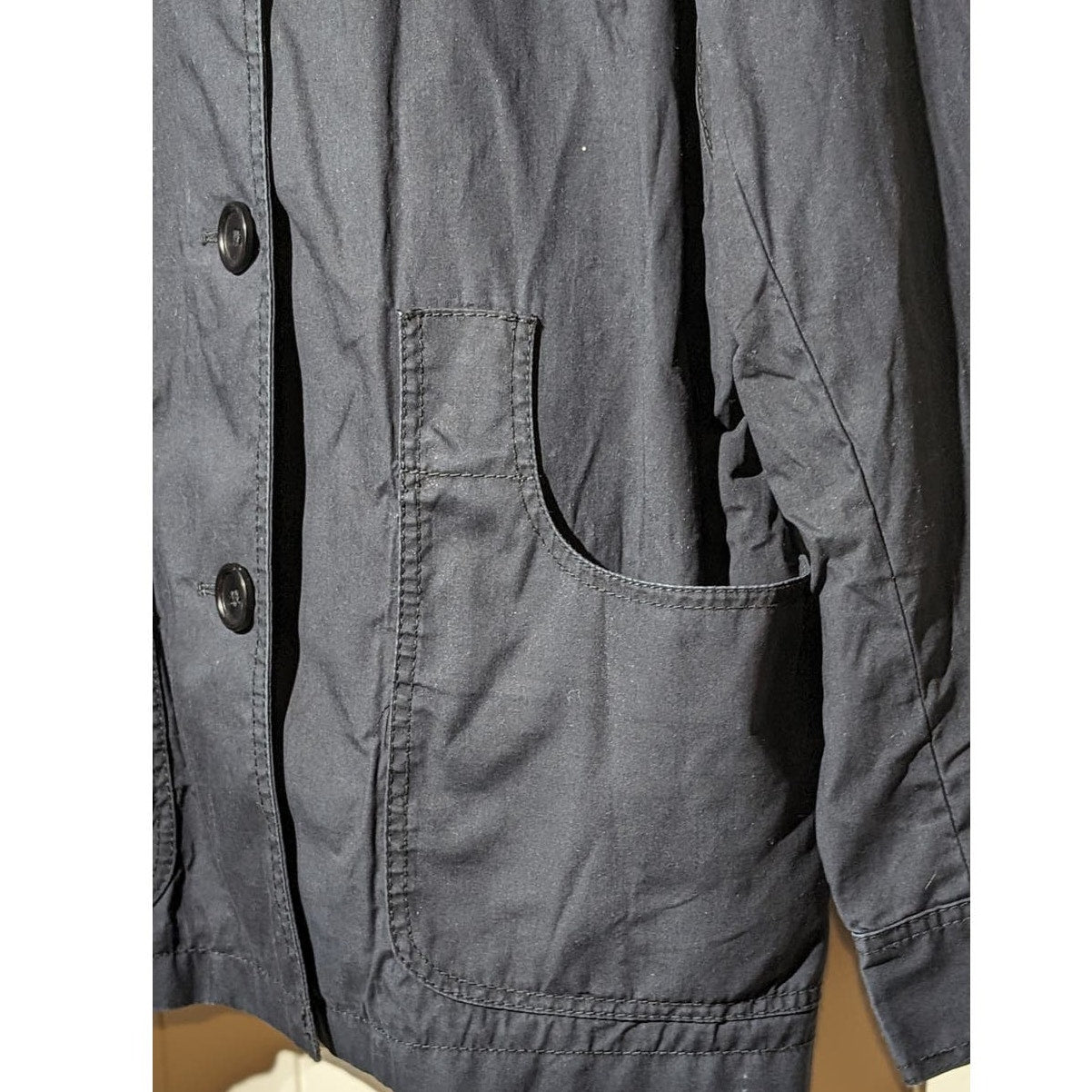 Banana Republic Navy Cotton Button Front Missing Belt Jacket Womens Size XL