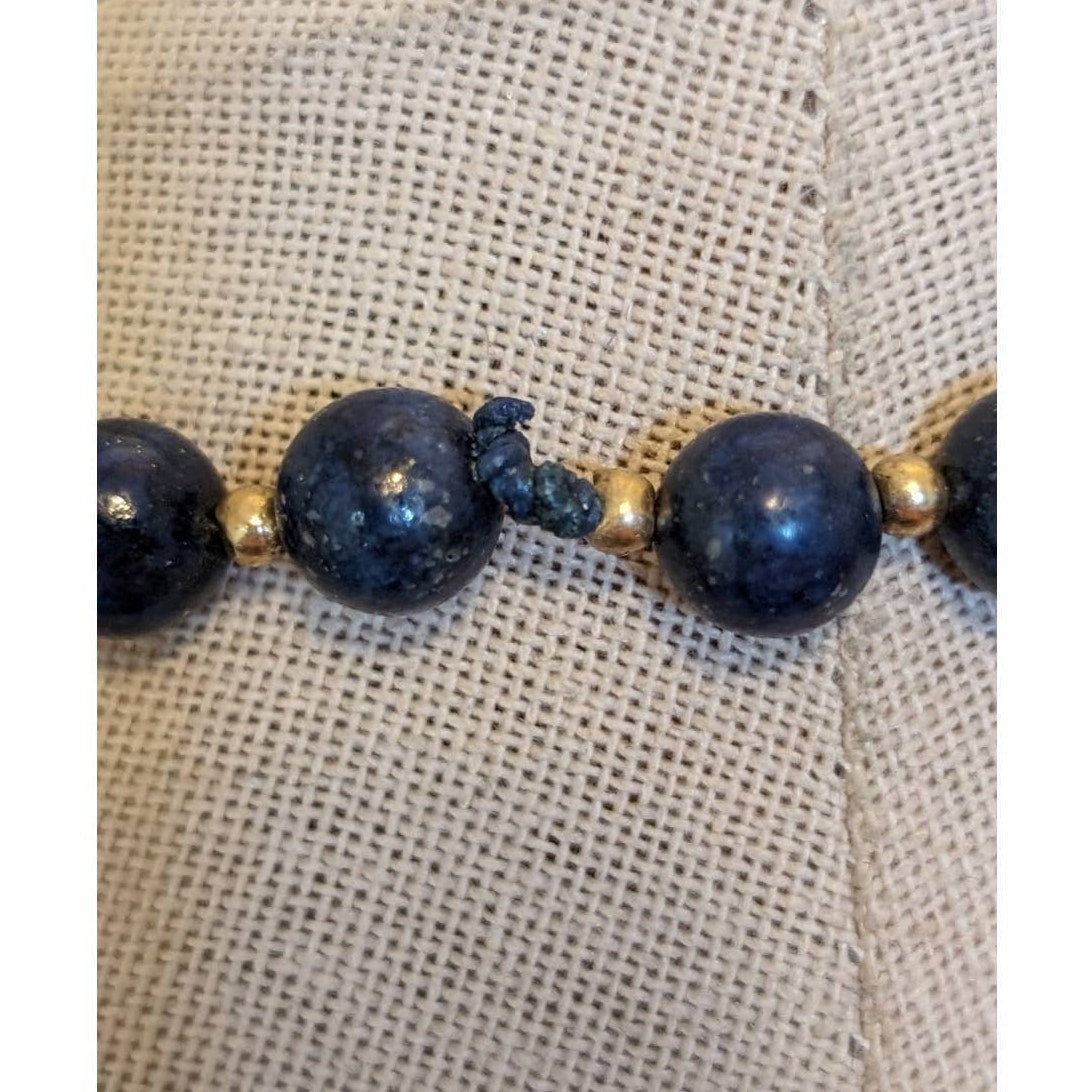 Lapis Lazuli 30" Strand Beads W/ Gold Tone Spacer Beads