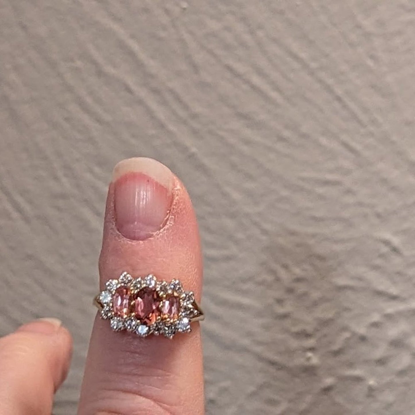 18k Pink Tourmaline and Diamond Ring Sz 5.25-5.50