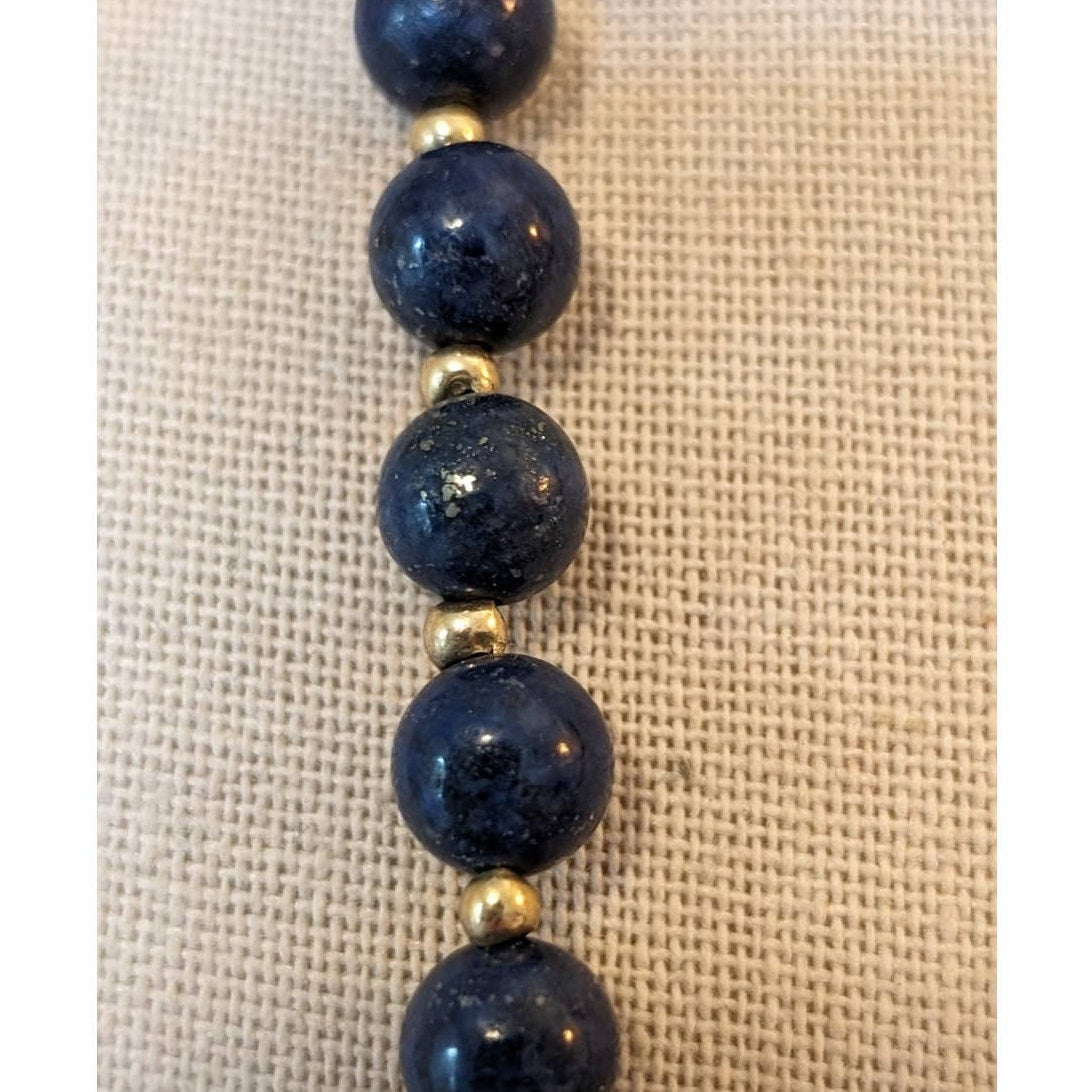 Lapis Lazuli 30" Strand Beads W/ Gold Tone Spacer Beads