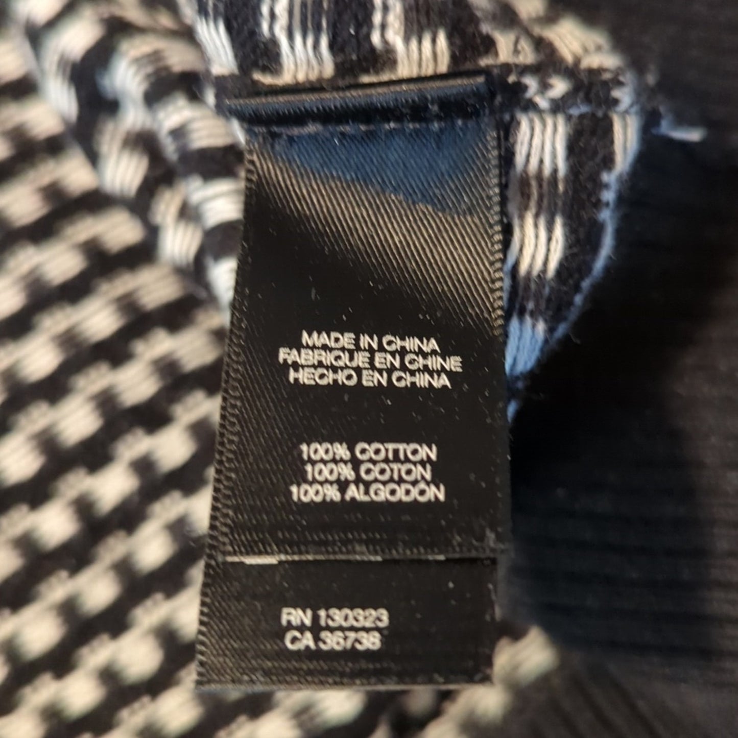 Kenneth Cole New York 100% Cotton Black Check Crew Neck Sweater Size XL