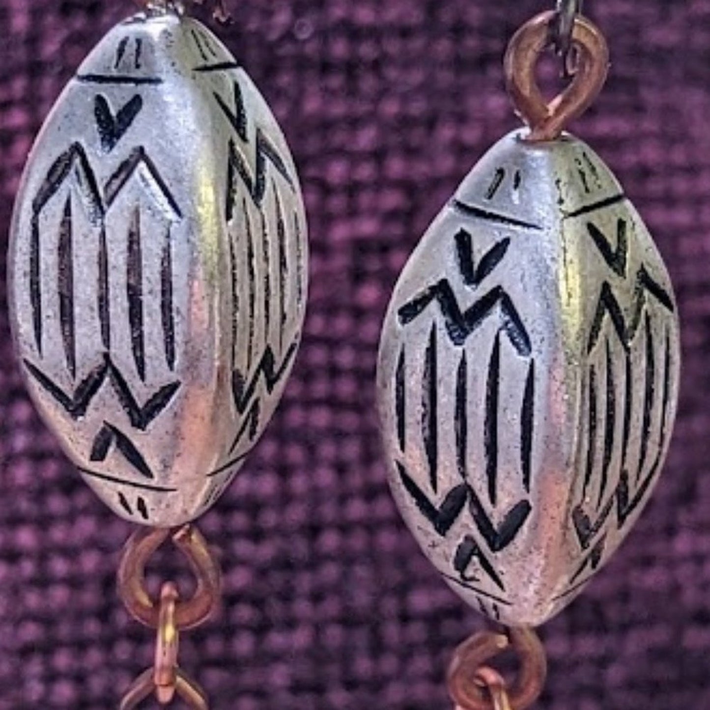 Bold Silver & Copper Tone Bohemian Tribal Mixed Metal Earrings