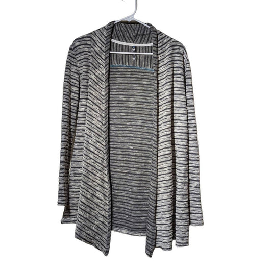 Kuhl Gray White Striped Open Shawl Wrap Cotton Blend Sweater Womens Sz XS