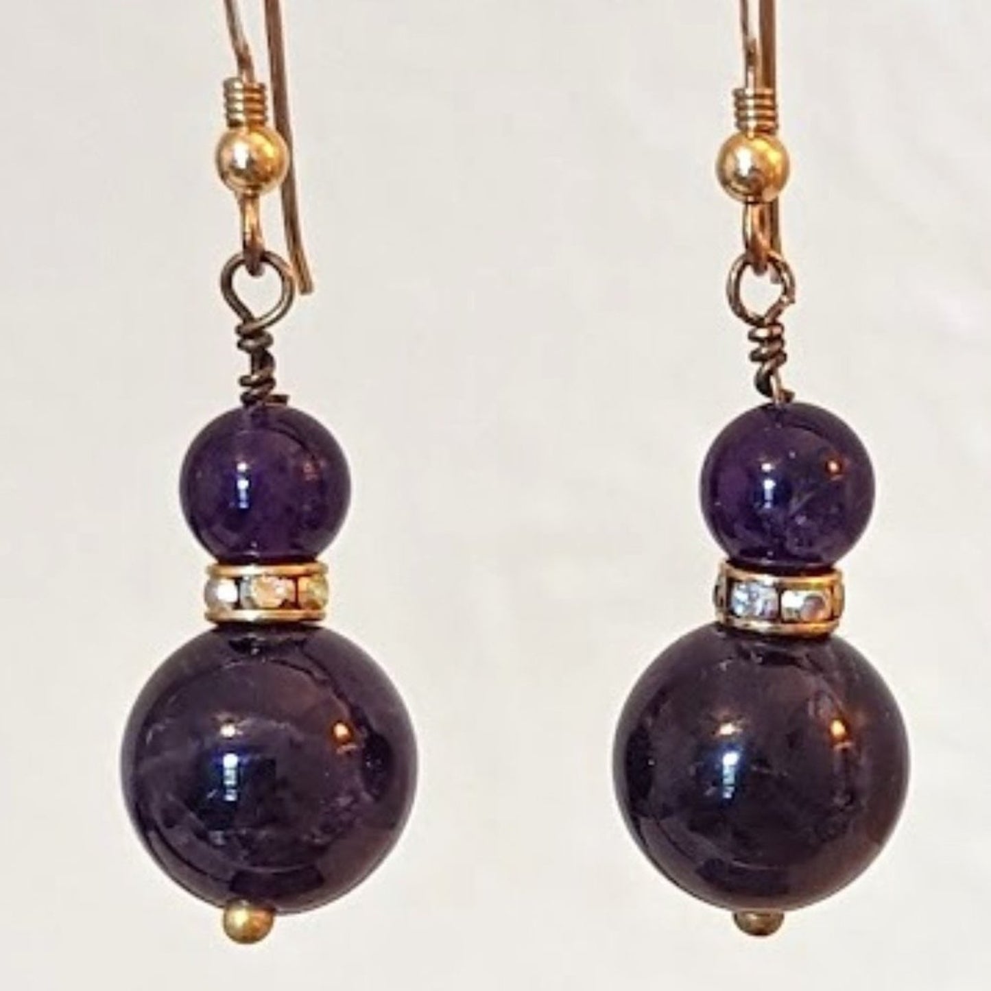 Amethyst Stone and AB Rondelle Beaded Earrings on French Hook Wire