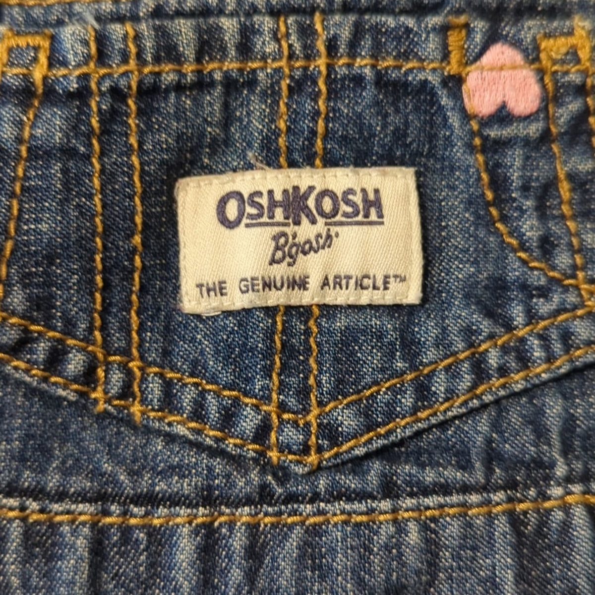 OshKosh B'Gosh Vestbak Pink Embroidered Heart Overall Skirt  Baby Sz. 6M