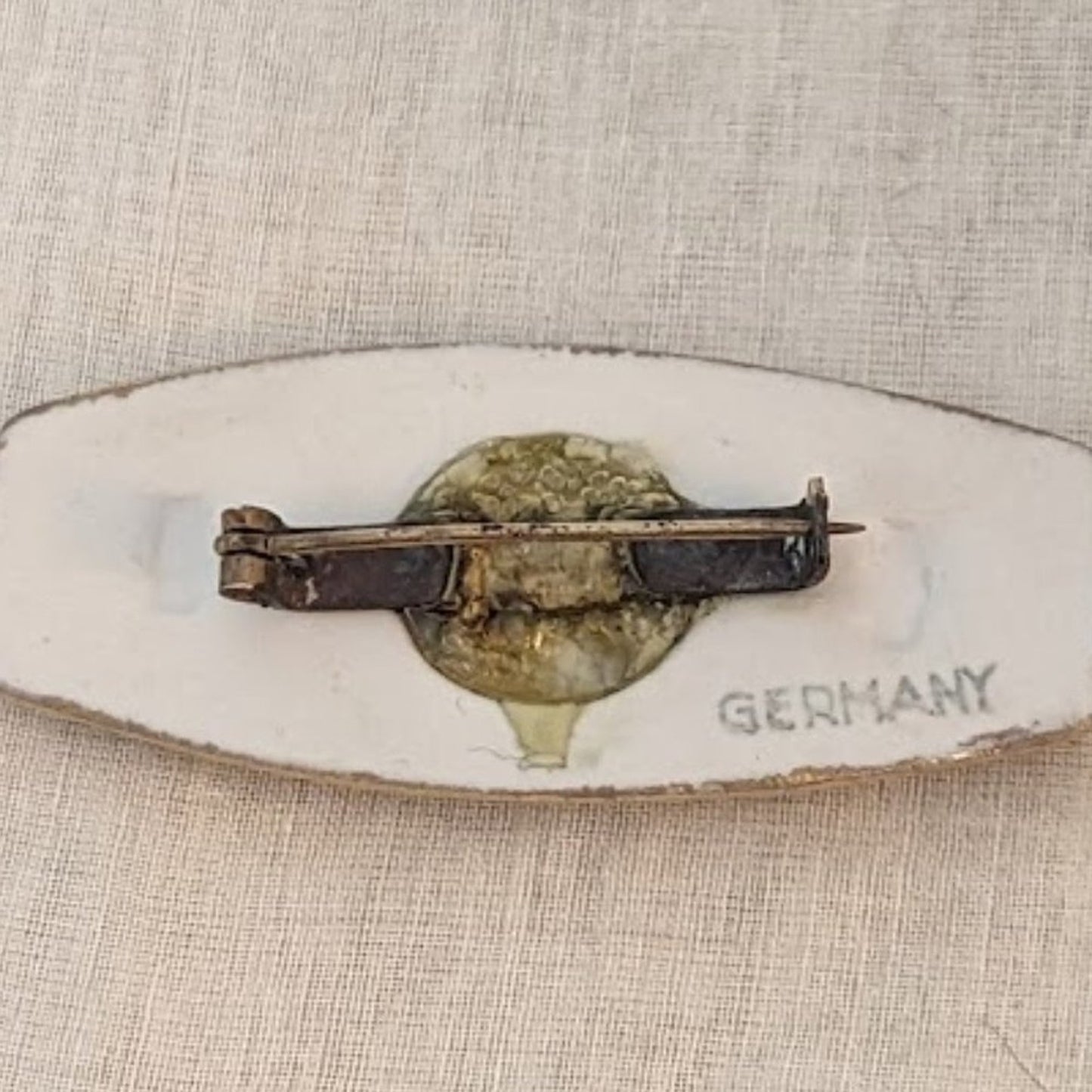 Vintage Germany Ceramic Purple Flower Brooch