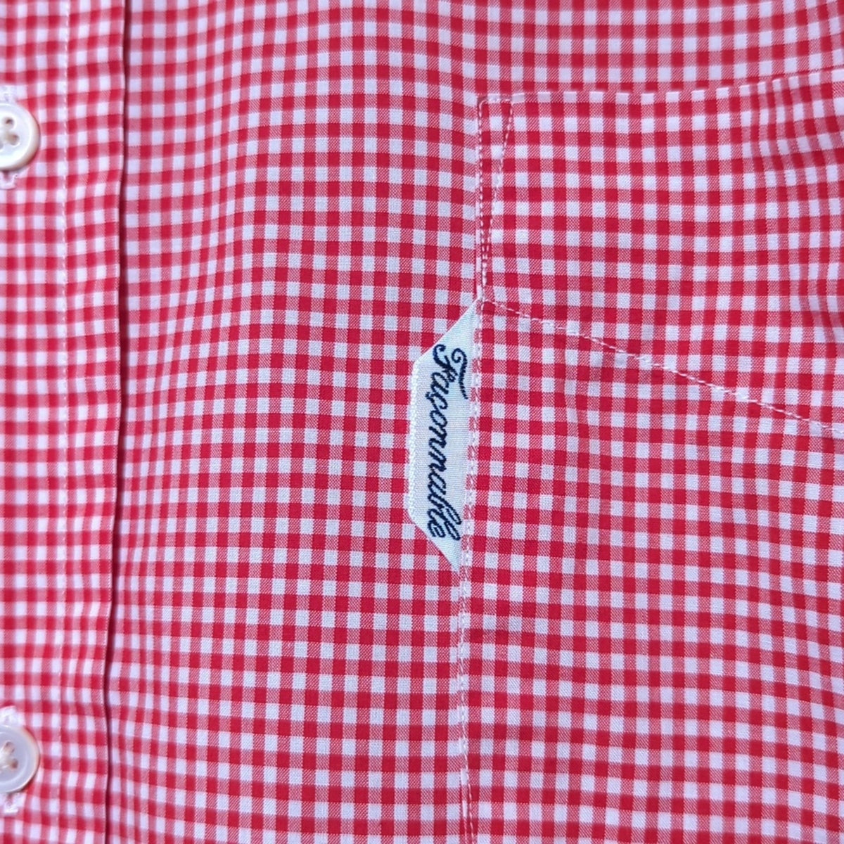 Faconnable Red Check 100% Cotton Button Down Shirt Men's Size XL