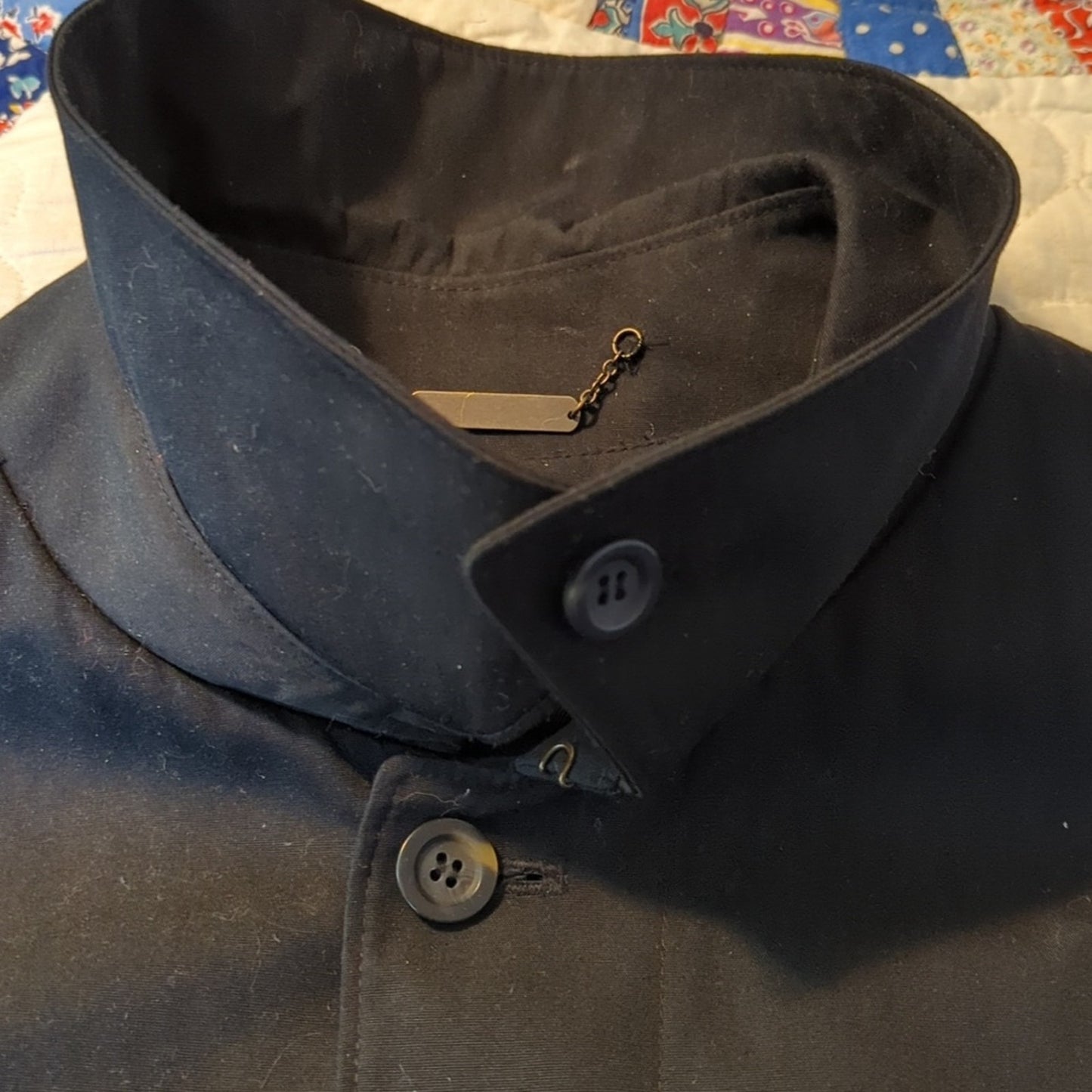 London Fog Black Belted Button Front Men's Size 42 Short Trench Coat NWT