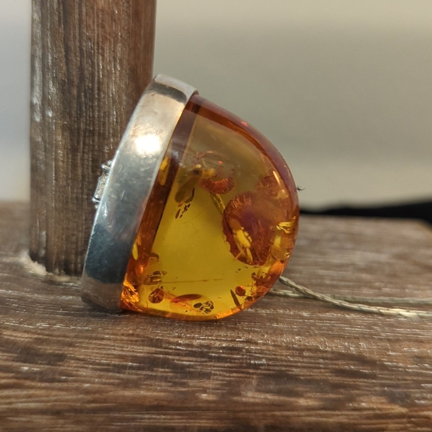 Large Natural Baltic Amber Pendant In a 925 Silver Cap Setting With Large Bale