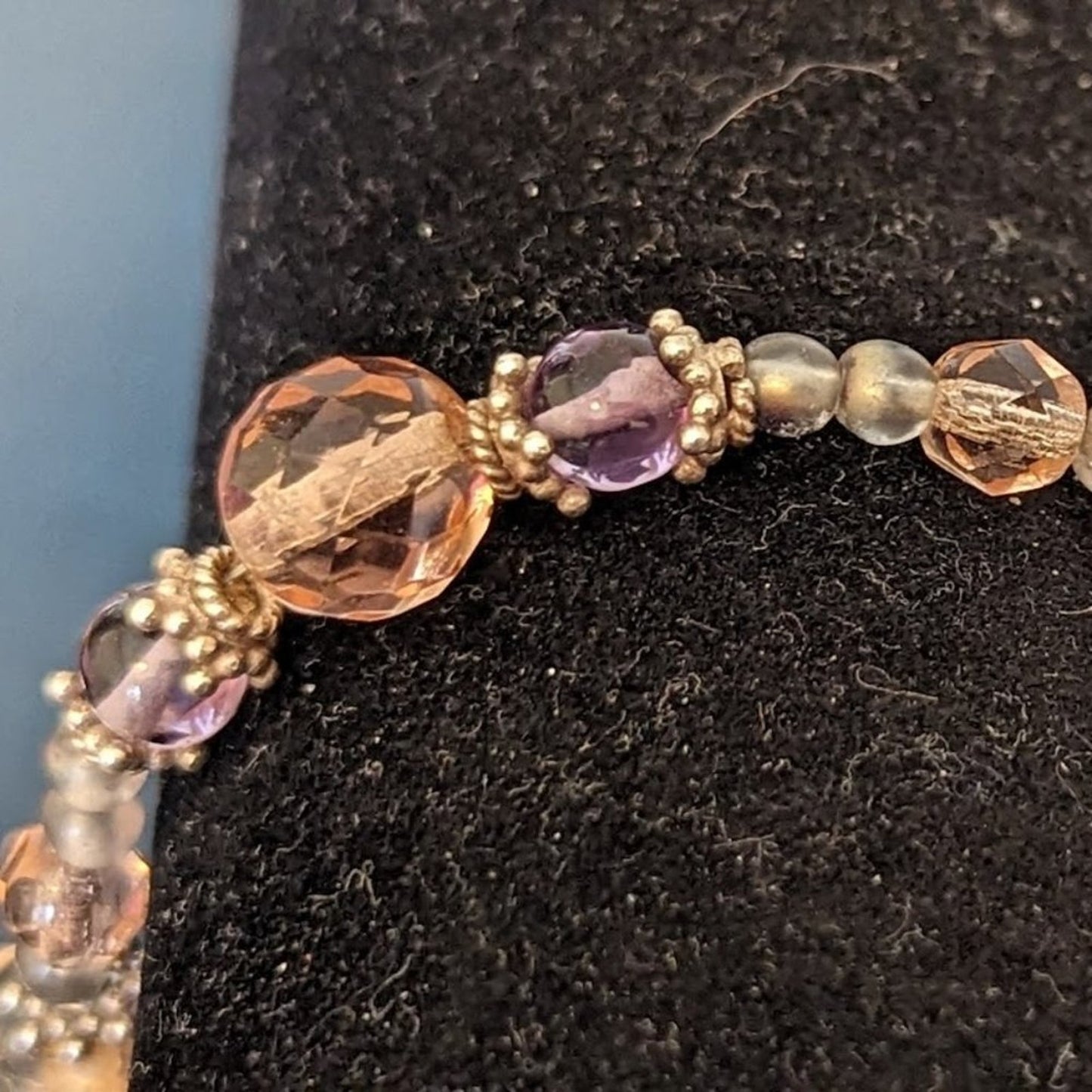 925 Sterling Silver 'Champagne Bubbles' Glass Crystal Bead Bracelet