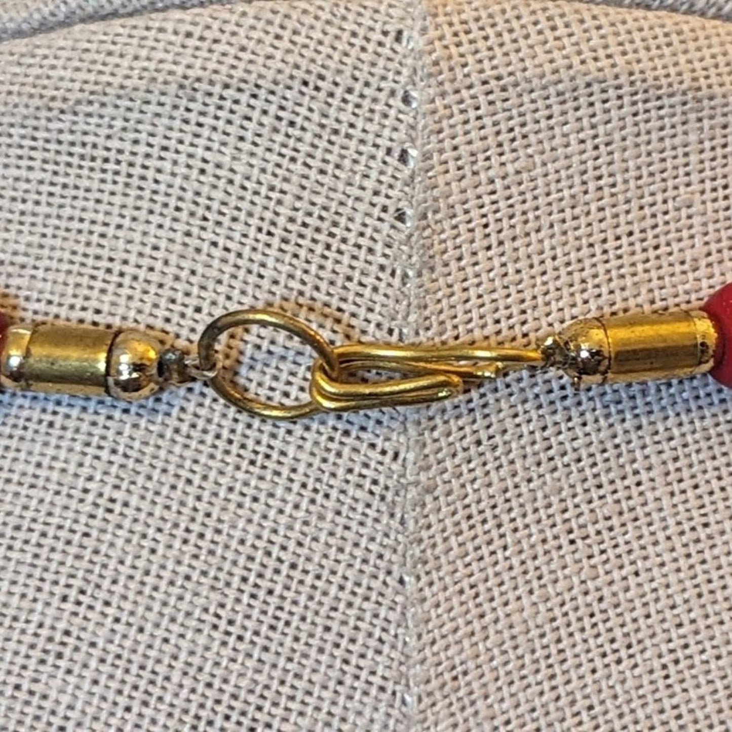 Red Tribal Vibe Inlay Pendant Necklace with Vintage Hook Clasp