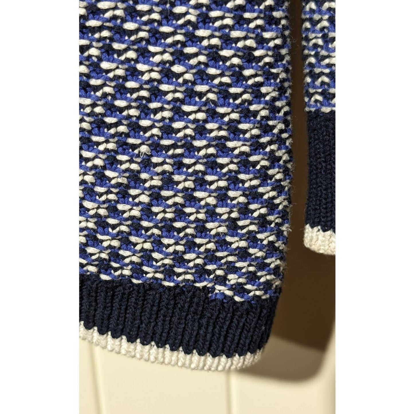 Talbots Navy Cotton Knit Crew Neck Long Sleeve Sweater Womens Petite Sz M