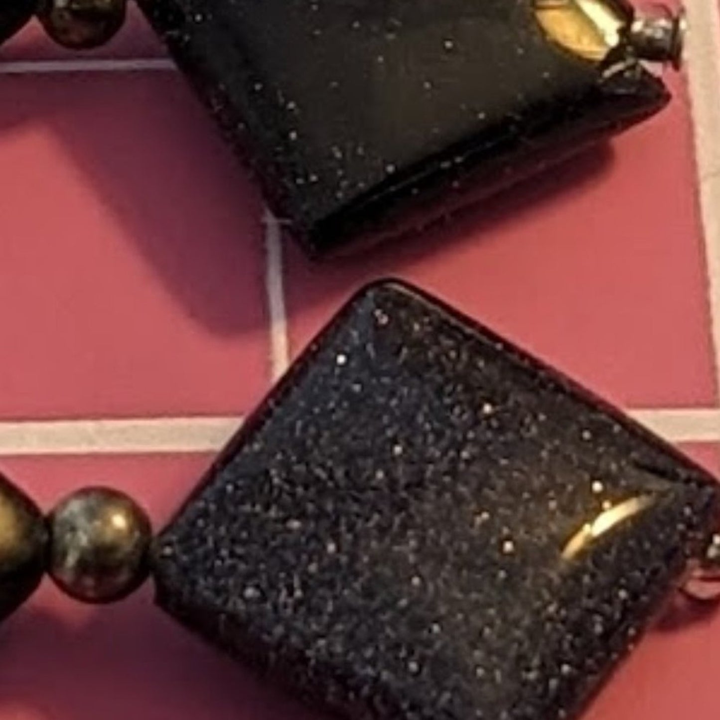 Blue Goldstone Faux Pearl Dangle Earrings
