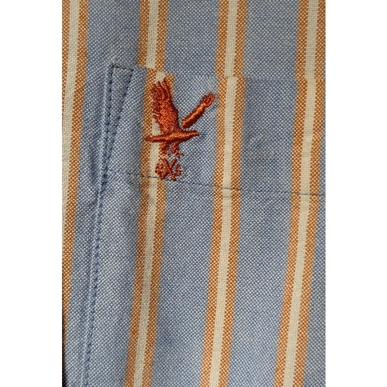 Vintage U.S. Expedition Blue/Orange Stripe Cotton Button Up Shirt Mens Sz XL
