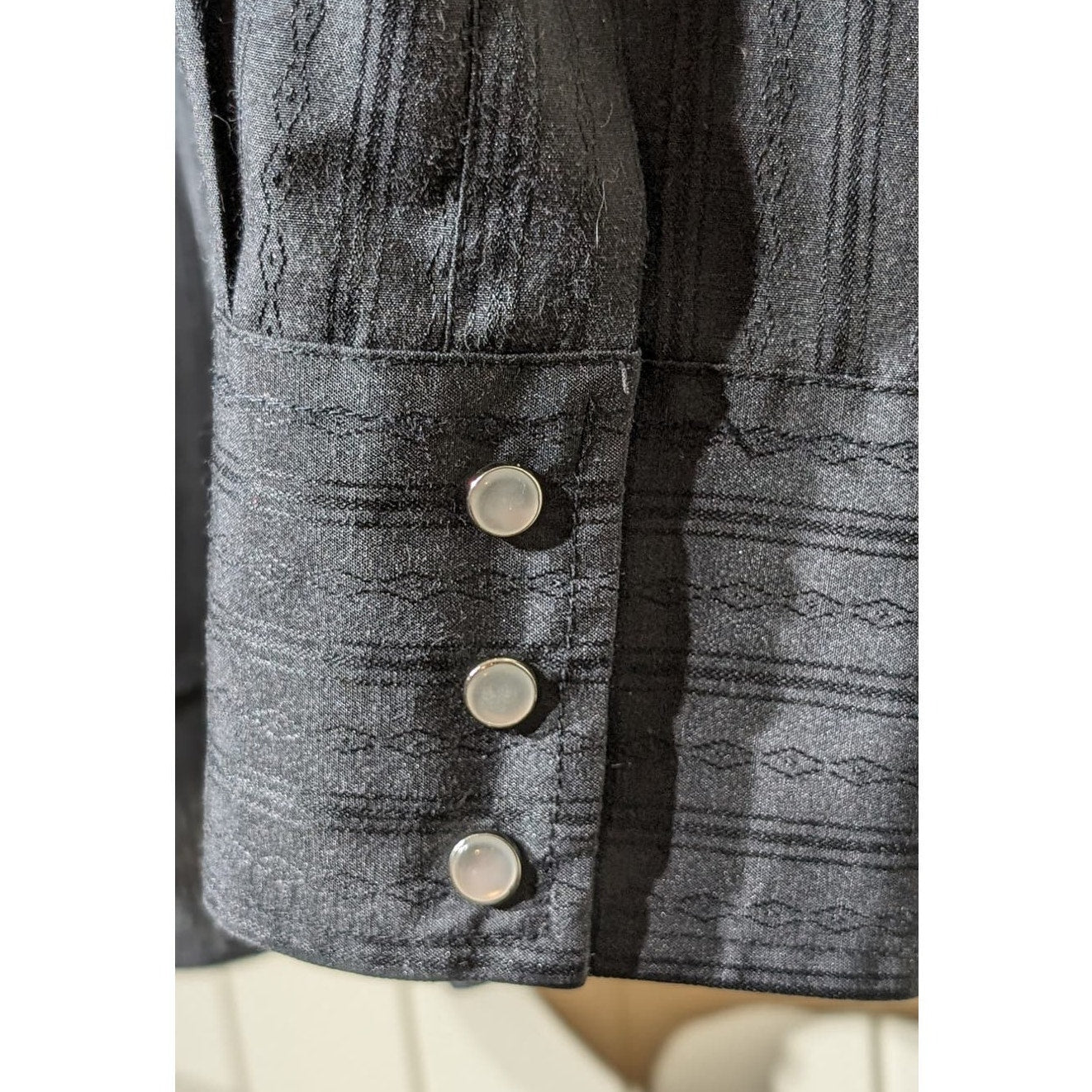 Ely Cattleman Vintage Black Pearl Snap Western Shirt Mens Sz 17-35