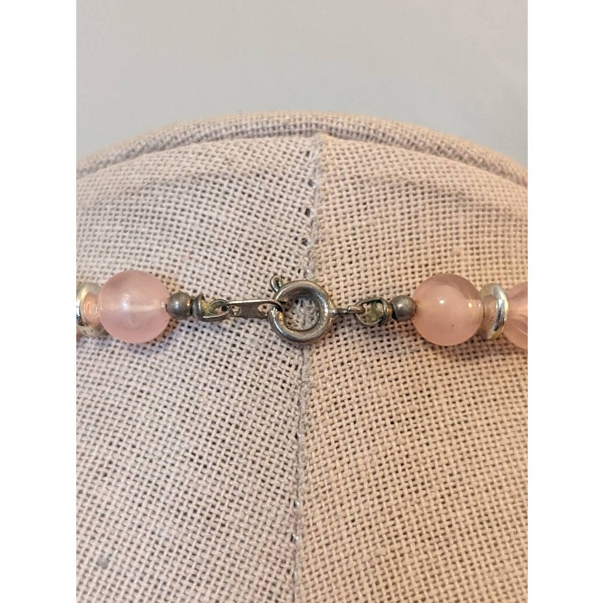 Vintage Graduated Pink Acrylic Beads with Silver Tone Spacer Beads