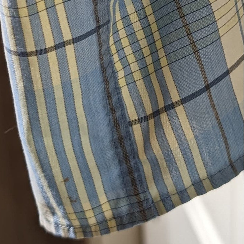Patagonia Organic Cotton Light Blue Plaid Short Sleeve Button Up Shirt Mens Sz L