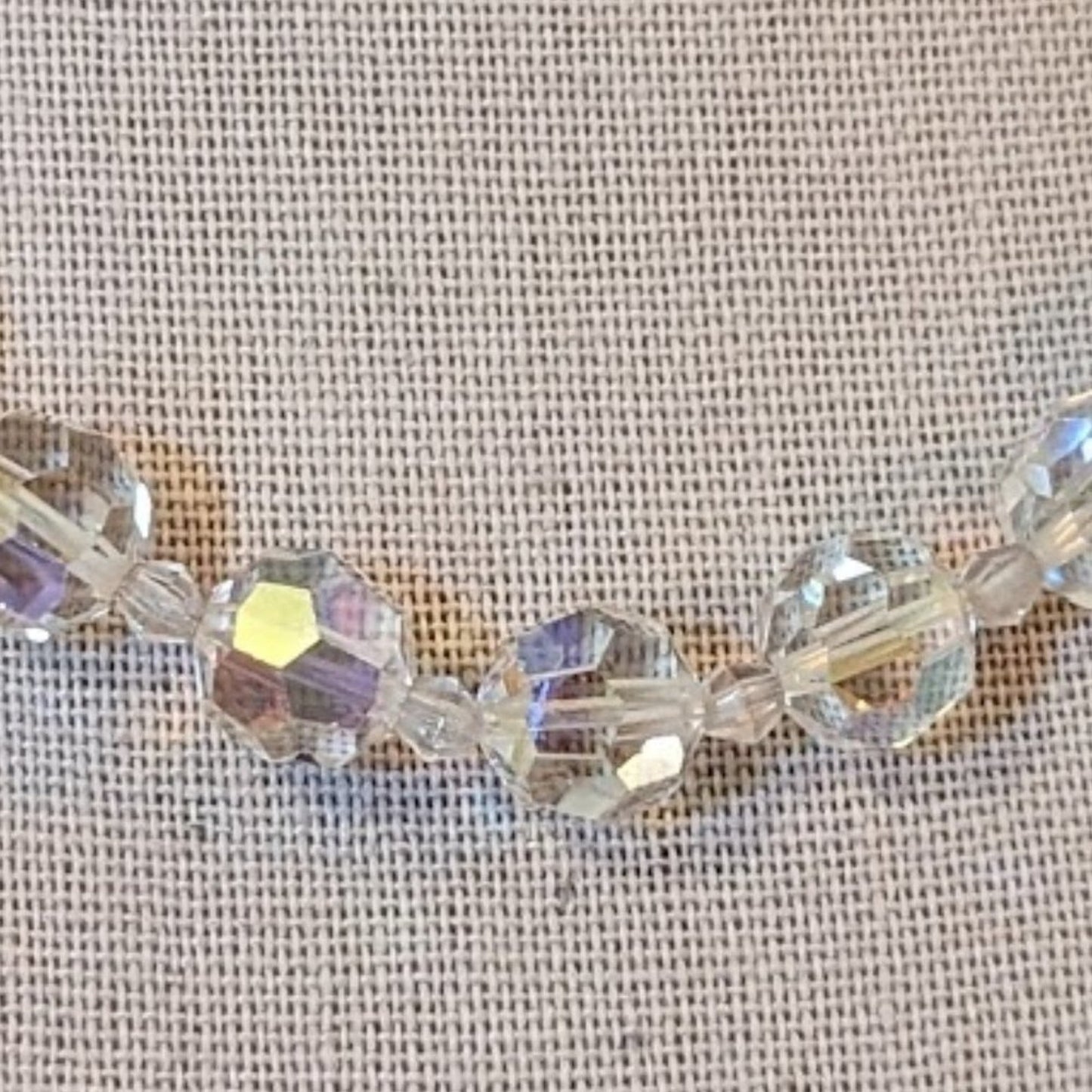 Vintage 1950s 10mm AB Crystal Necklace with Hook Closure