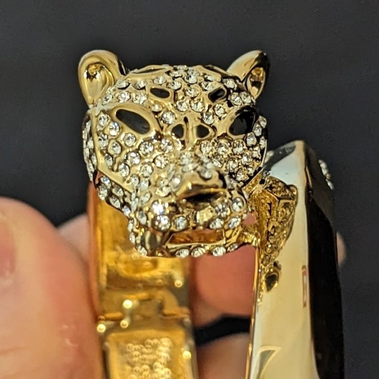 PJM Phoenix Jewelry MFG Leopard Crystal Bangle Bracelet