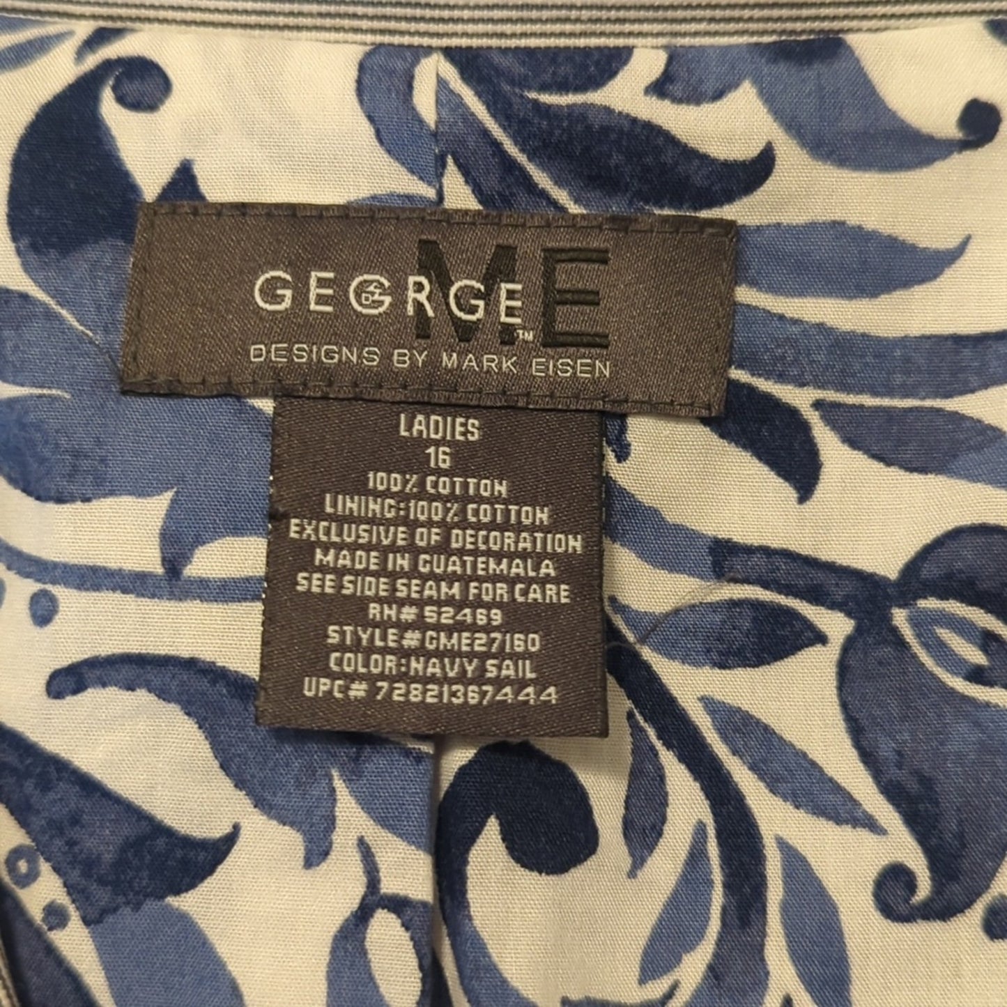 George Womens Blazer Blue Pinstripe Button Lined Notch Lapel Pocket Cotton Sz 16