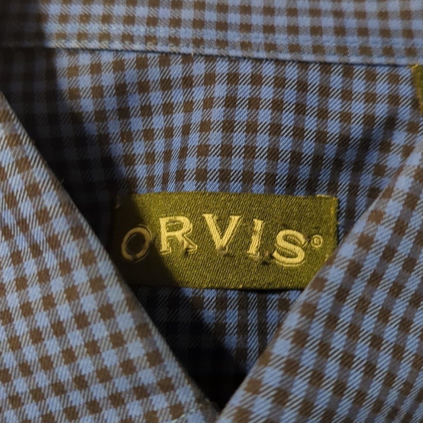 Orvis Blue Check 100% Cotton Pocket Button Down Shirt Men's Size M
