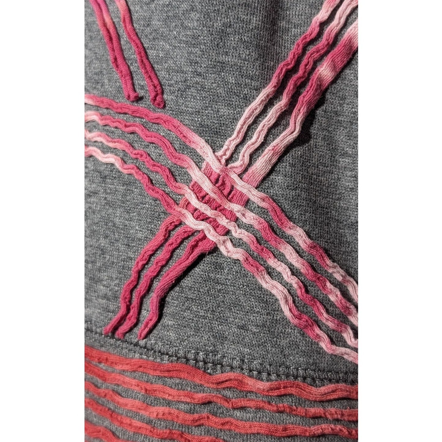 Hippie Boho Shredded Zip Up Gray and Pink Hoodie Womens Sz XS