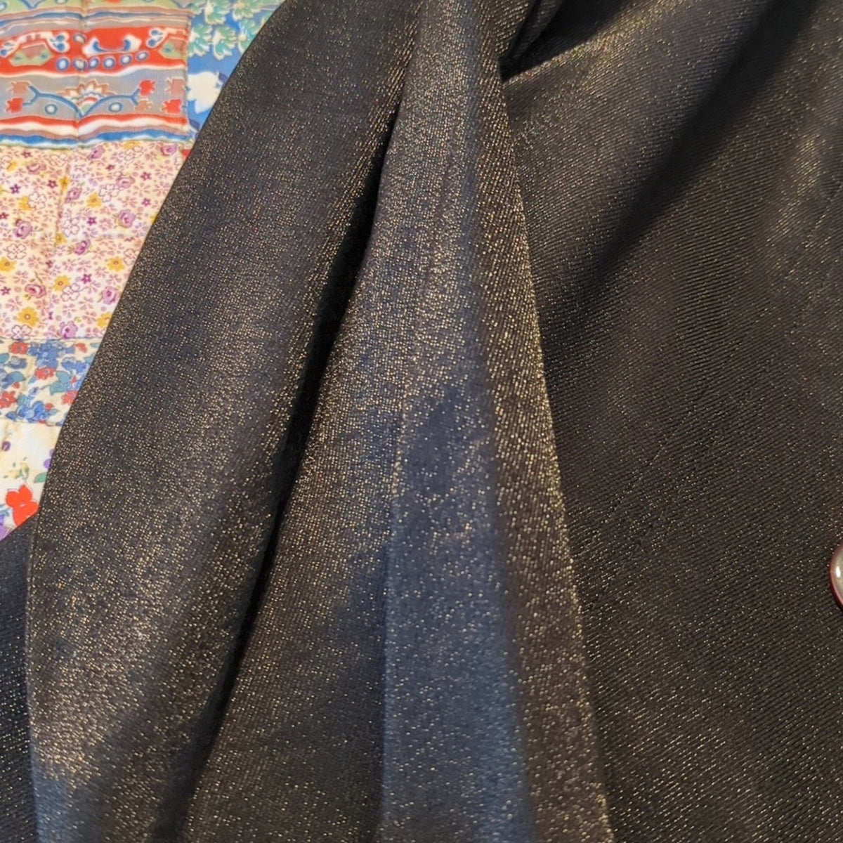 Style & Co. Black Shimmer Double Breasted Trench Coat Women's Size M