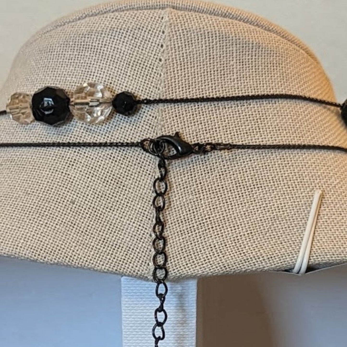 Black, Clear, Pink Faceted Acrylic Black Chain Necklace
