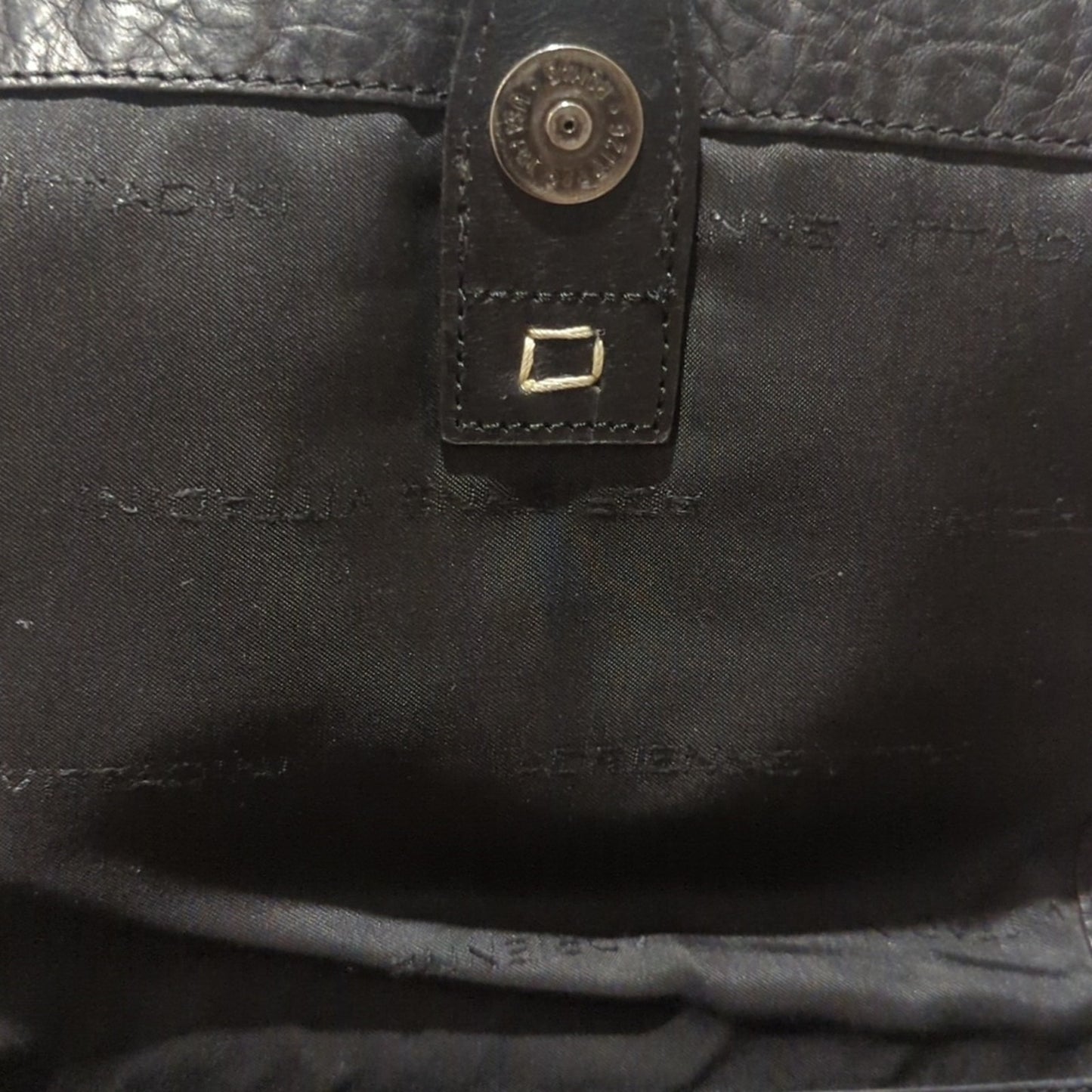 Adrienne Vittadini Crossbody Black Pebbled Topstitch Small Leather Handbag