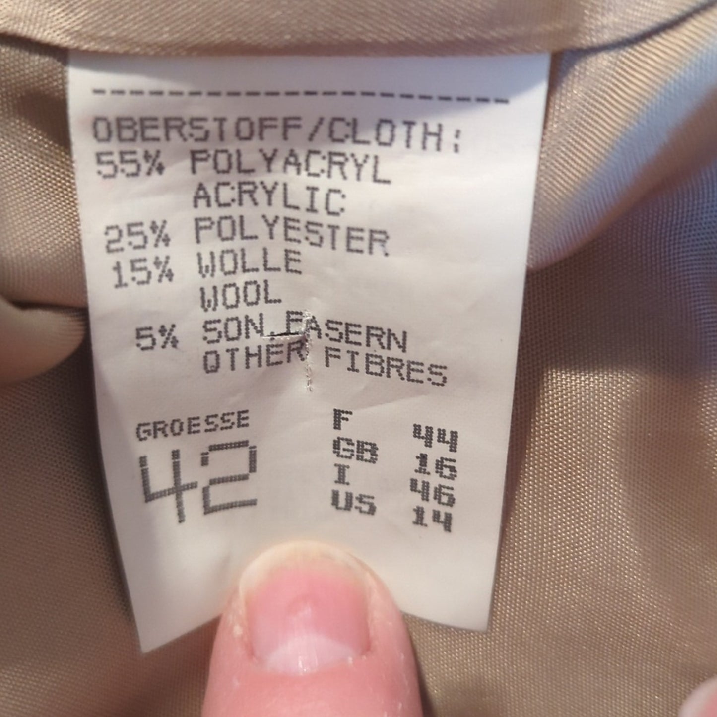 Madeleine Made in Germany Lightweight Herringbone 29" Long Jacket Women's Sz 14